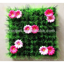 Artificial grass mat with flowers boxwood mat